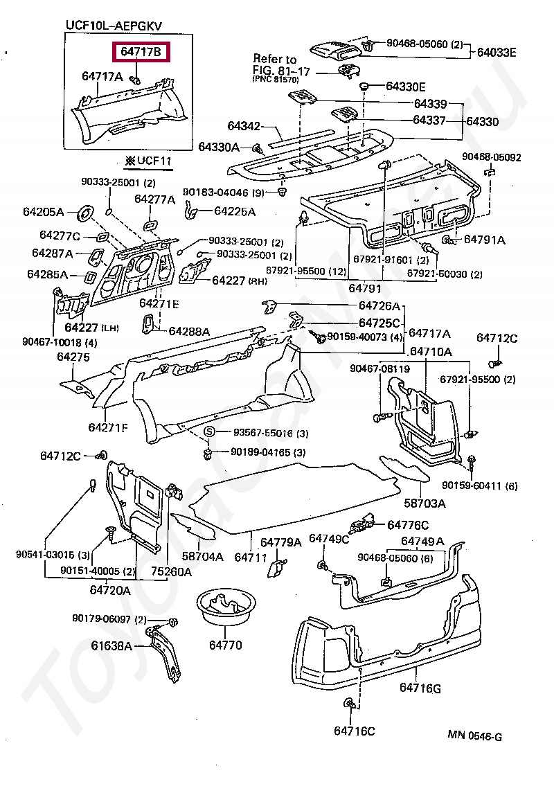 CLIP(FOR LUGGAGE COMPARTMENT TRIM FRONT COVER) CLIP(FOR LUGGAGE COMPARTMENT TRIM FRONT COVER) 9046707121C0