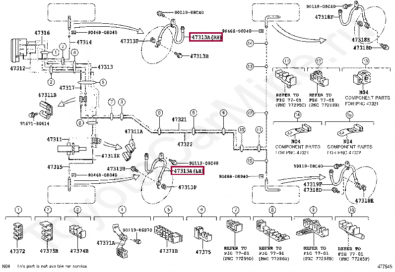 HOSE, FLEXIBLE, NO.1(FOR FRONT) HOSE, FLEXIBLE, NO.1(FOR FRONT) 9094702G48