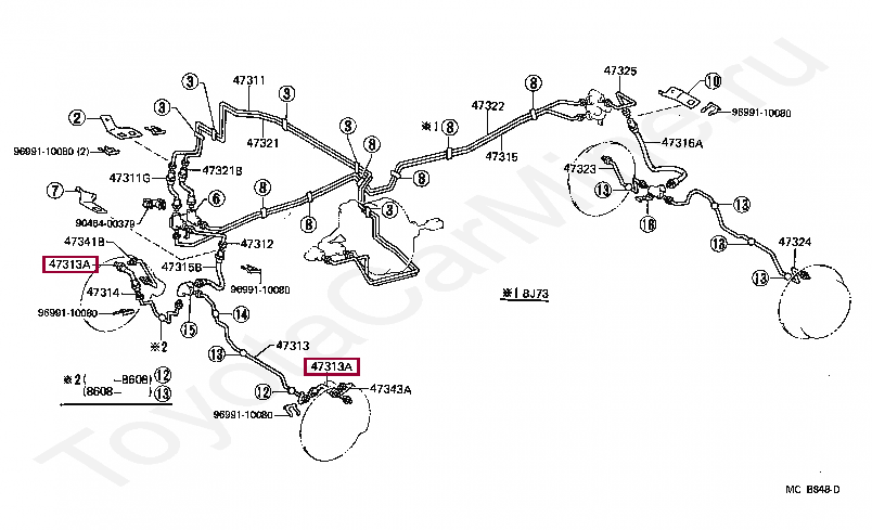 HOSE, FLEXIBLE, NO.1(FOR FRONT) HOSE, FLEXIBLE, NO.1(FOR FRONT) 9694039855