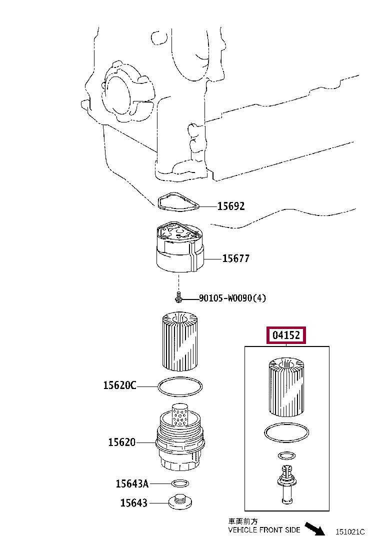 0415238010 Фильтр масляный Тойота (код: 04152-38010)